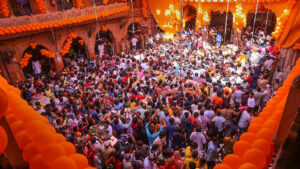 Bankey Bihari Temple Devotees Crowd on Shri Krishna Janmashtami 