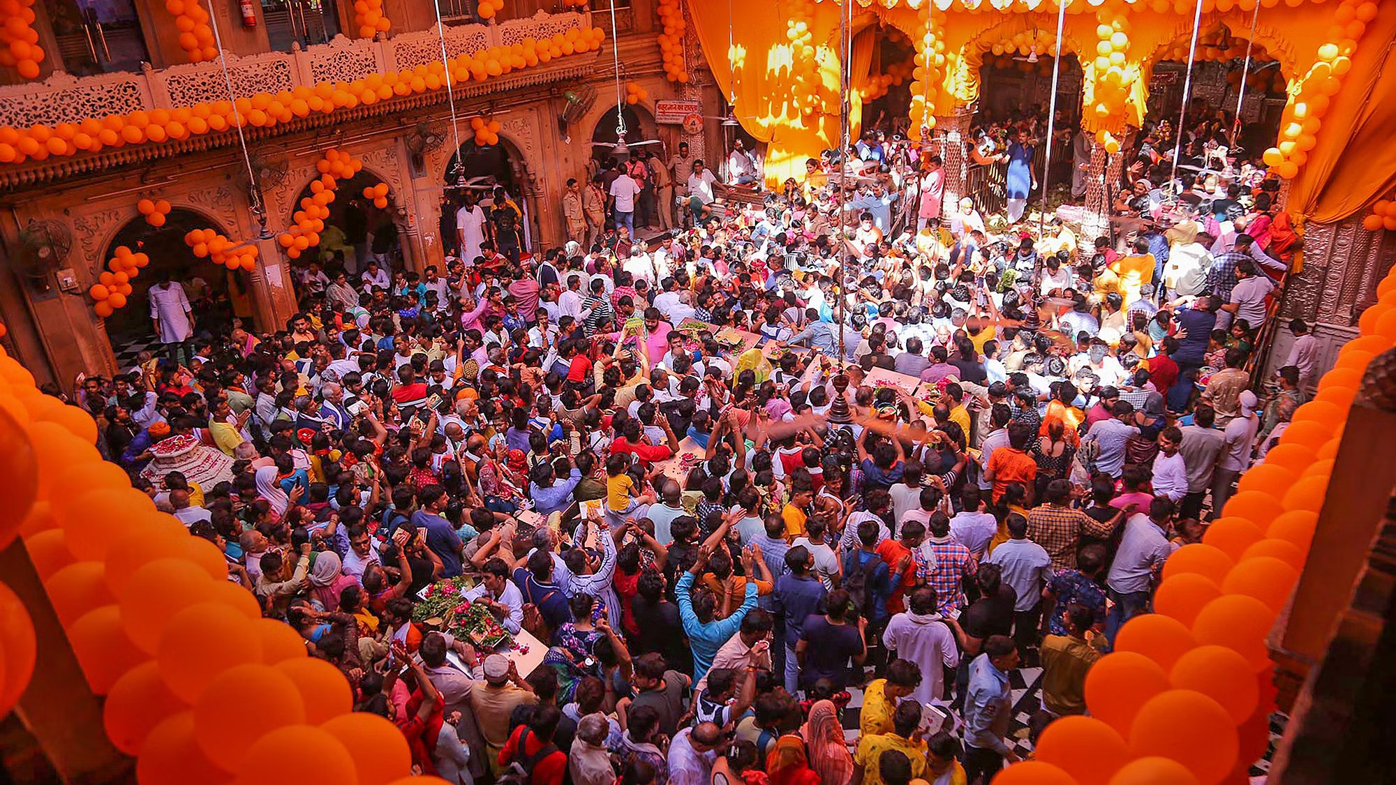 Bankey Bihari Temple Devotees Crowd on Shri Krishna Janmashtami