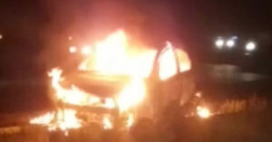 car fire on Firozabad highway